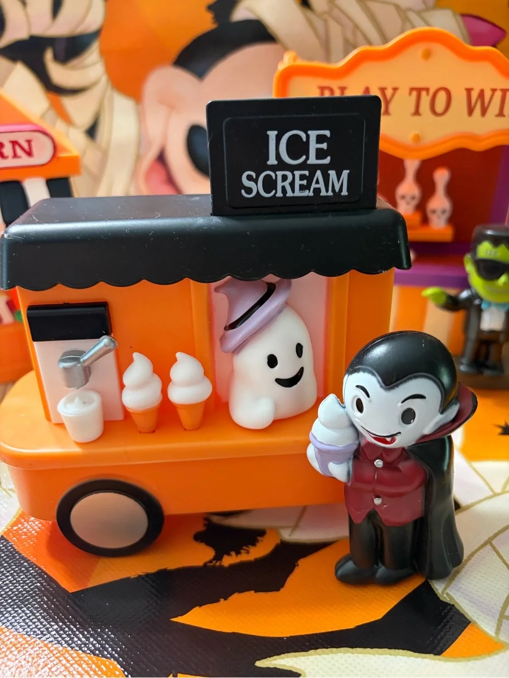 Halloween Ice Cream Cart, popcorn cart and carnival game decor